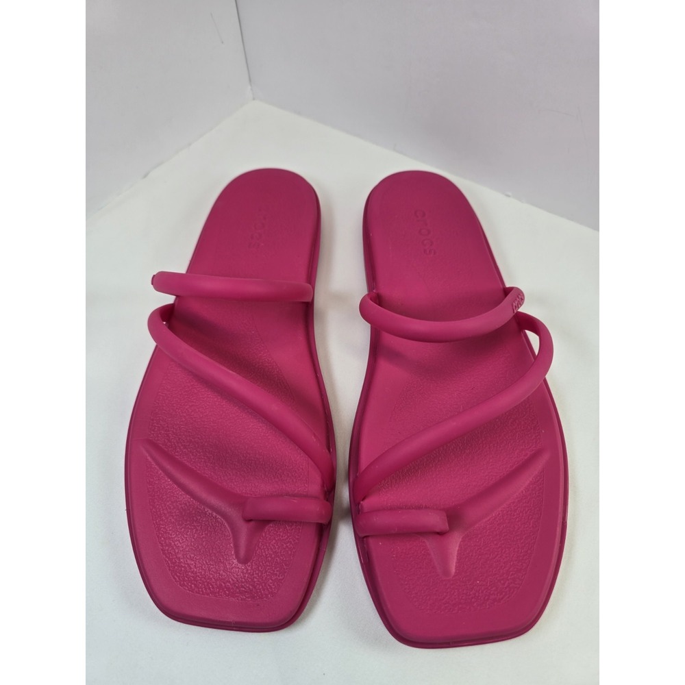 Crocs Miami Hot Pink Toe Loop Sandals Slip On Lightweight Women's Size 7